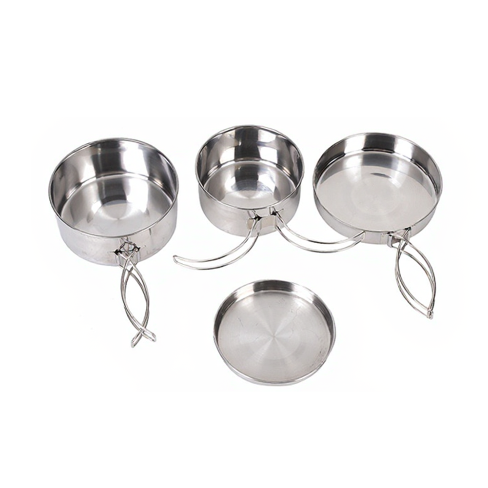 Nesting Camping Cooking Set - Juego de cocina de acero inoxidable
