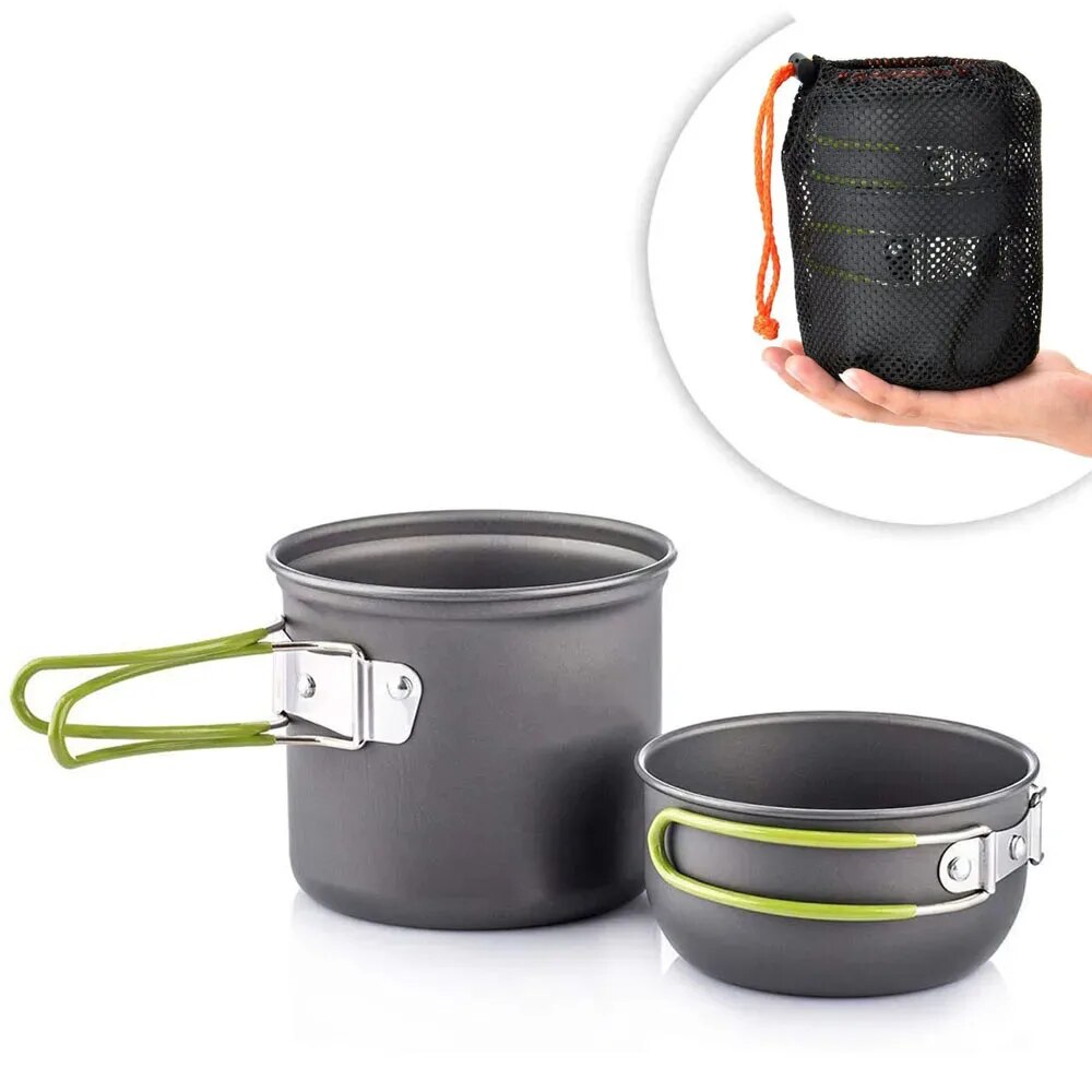 Camping Cooking Mess Kit - Utensilios de cocina para acampar, juego