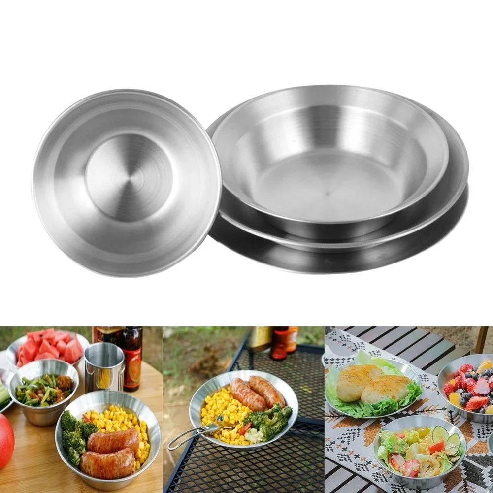 Camping Cooking Plate - Juego de vajilla de acero inoxidable,