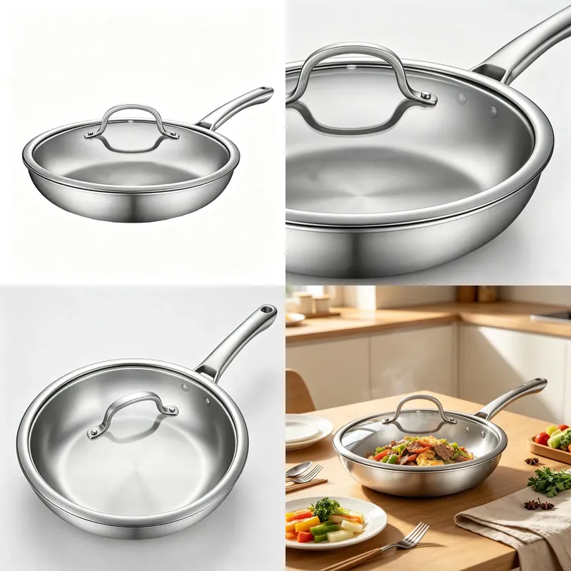 Quality Camping Cooking Set - Sartén de Acero Inoxidable de Tres