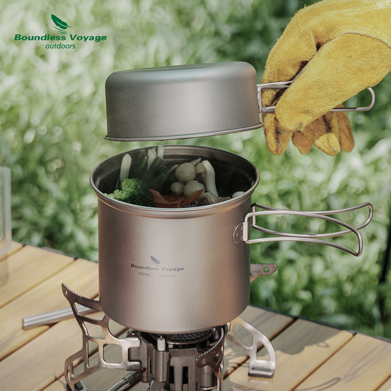 Camping Cooking Pan Set - Juego de Olla Plegable de Titanio