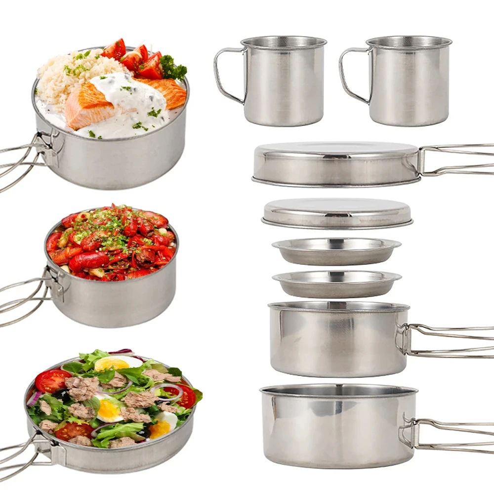 8 unids/set utensilios de coci - Camping Cooking Plate reseña y precio