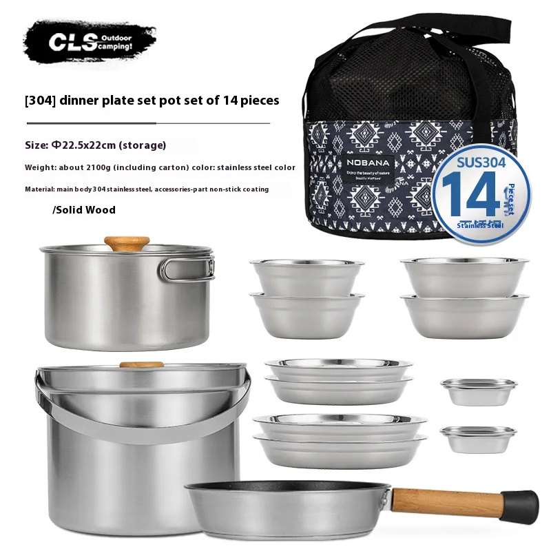NOBANA&CLS Juego de Ollas de A - Camping Cooking Pan Set reseña y precio