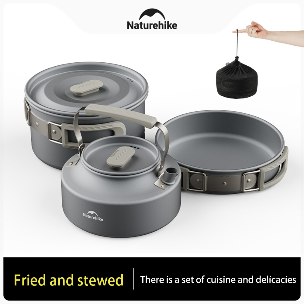 Naturehike-Juego de ollas al a - Camping Cooking Pan Set reseña y precio